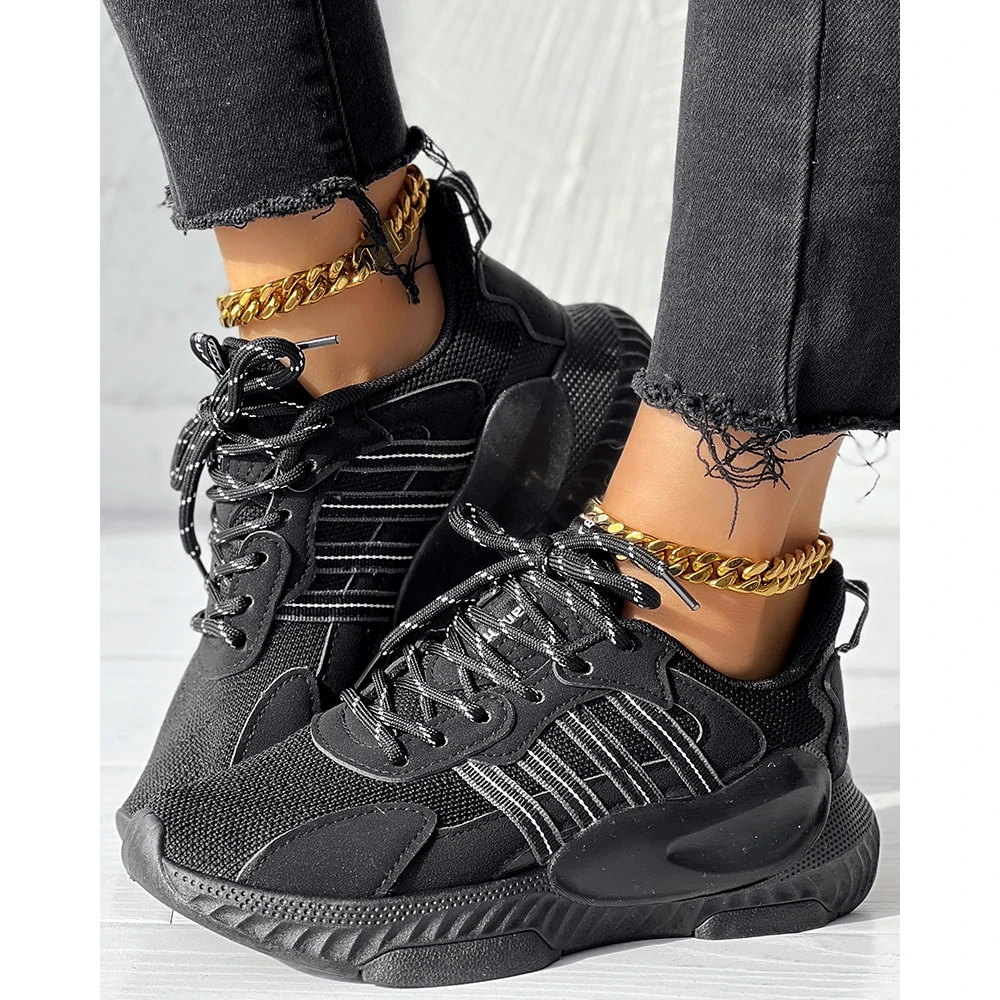 Fashion Women Breathable Mesh Lace-up Sneakers Daily Casual Round Toe Platform Sports Shoes Spring Going Out Running Shoes