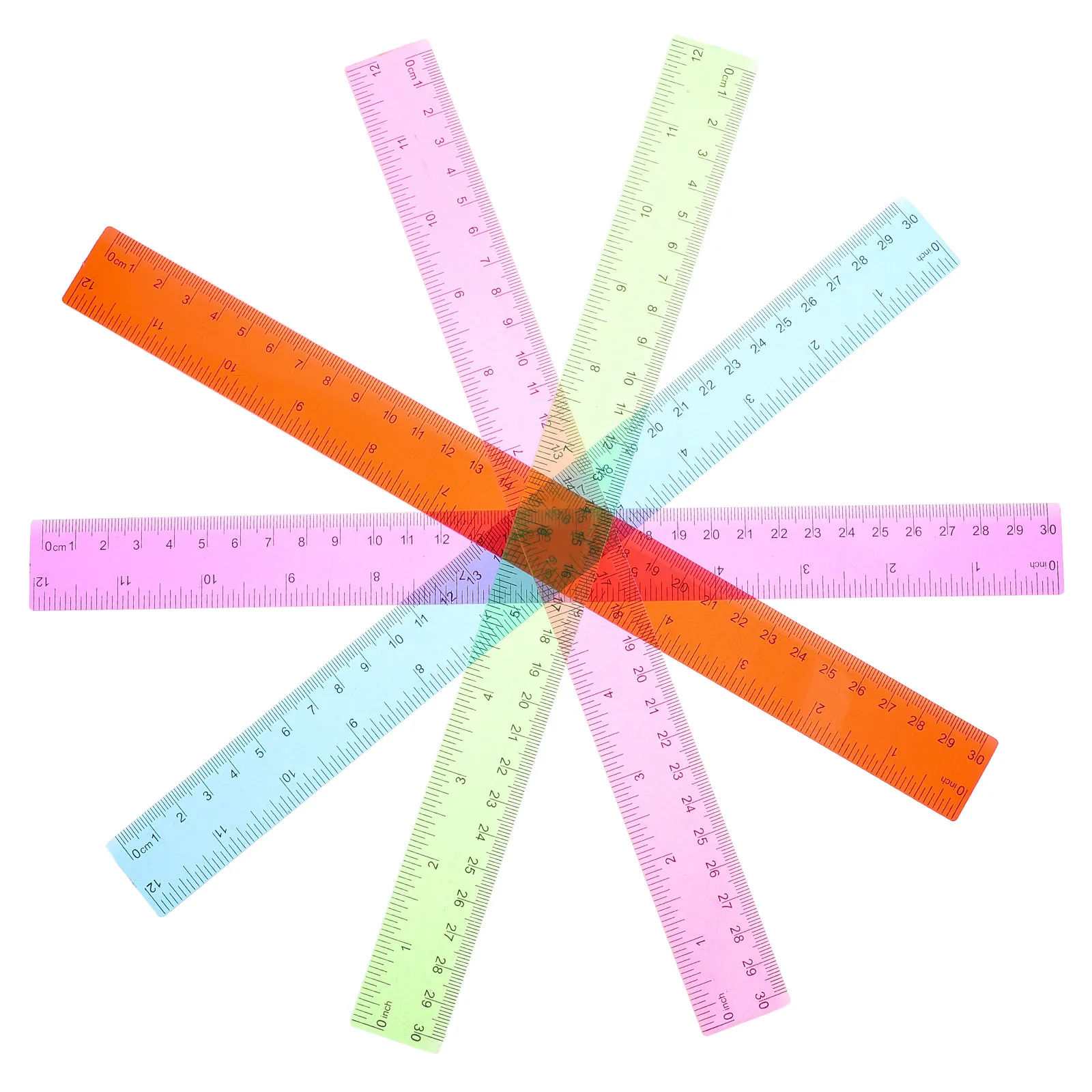 5Pcs 컬러 플라스틱 자, 학생들을 위한 견고하고 휴대 가능한 경량 직선 측정 도구, 교실, 사무실, 학습용