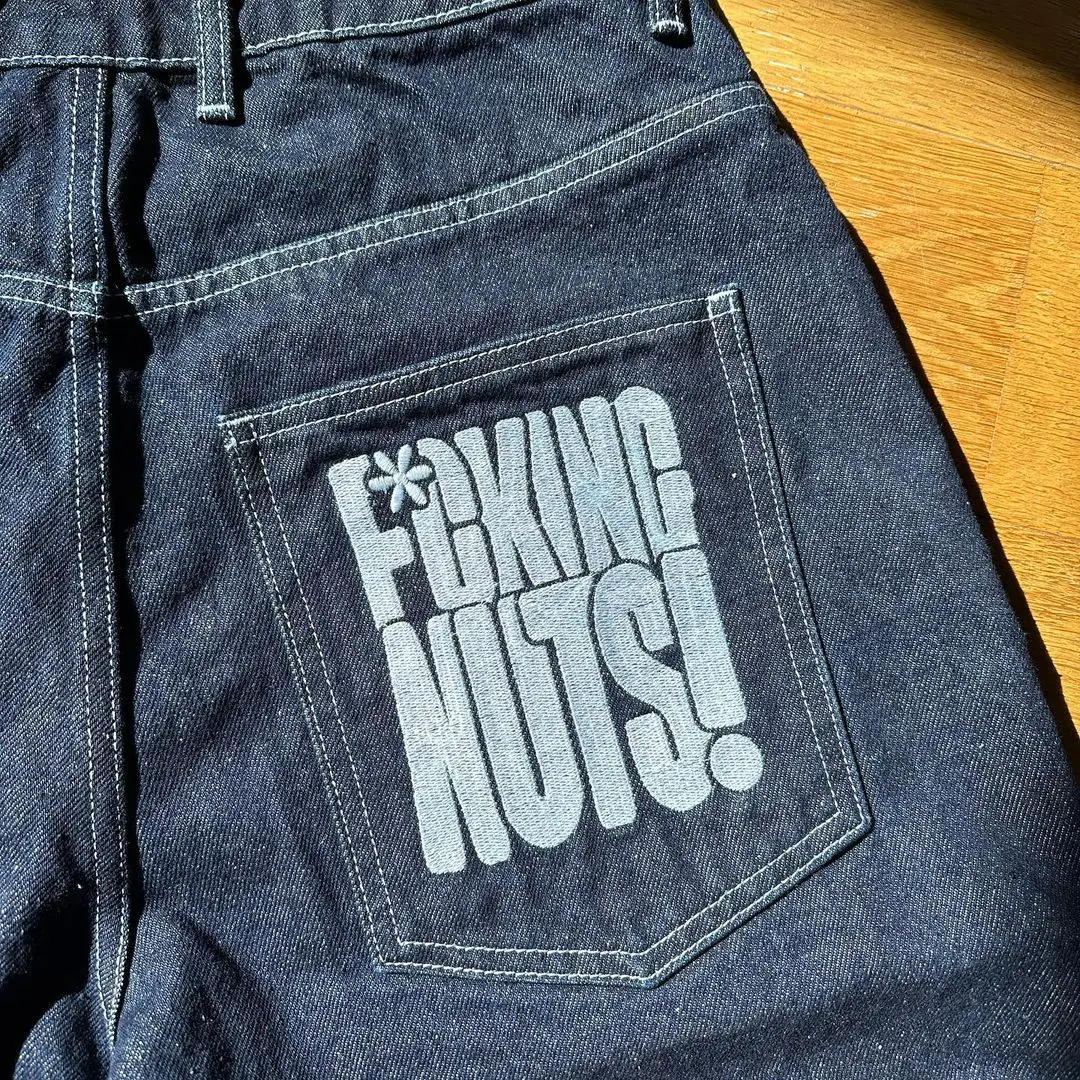 Summer Fashion Casual Y2k Hip Hop Denim Shorts New Harajuku Punk Rock Gym Male Shorts Vintage Loose Knee Length Pants Beach