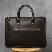 NZPJ Retro Men's Briefcase Leather Laptop Bag Top Layer Cowhide Casual Handbag 14 Inch Business Shoulder Bag Messenger Bag 2