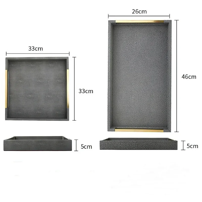 Metal Tray Wood Pallet Leather Large Rectangular Storage Serving Tray Hotel Dessert Dinner Tea Food Tableware Home Kitchen Tool 3