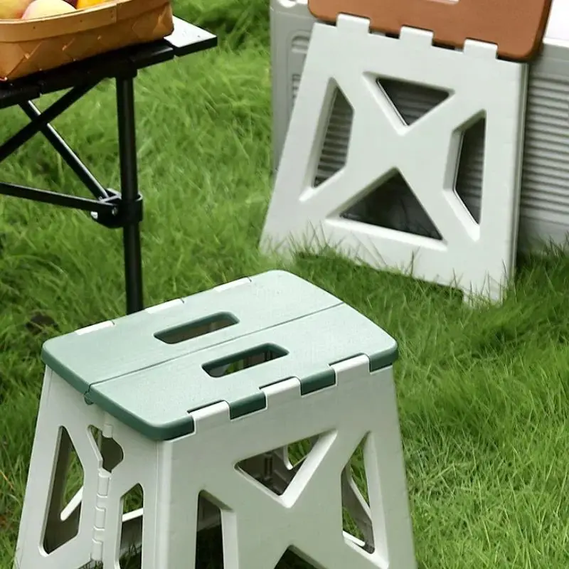 Folding stool Stool with Handle Lightweight Plastic Foldable Step Stool Home Outdoor Fishing Chair Simple-slip Convenient and Easy To Carry