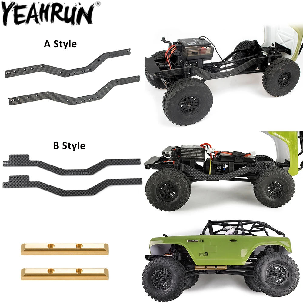 

Рама из углеродного волокна YEAHRUN, направляющие и латунные болдеры для Axial SCX24 All Series 1/24, детали для гусеничных машин на радиоуправлении