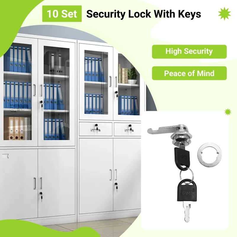 N15R-10 Set Security Lock Metal Cylinder Cabinet Locker Cam Lock With Keys Security Mailbox Drawer 16Mm