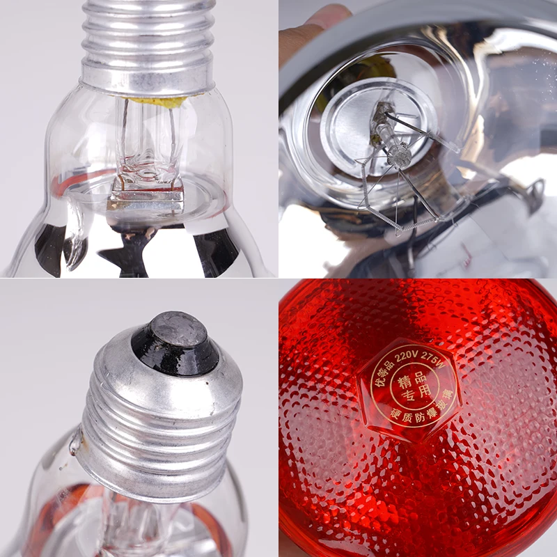 220V Heating Light Bulb Poultry Reptile Plant Amphibian Heating Lamp Livestock Infrared Insulation Heating 100W/150W/200W/250W 5