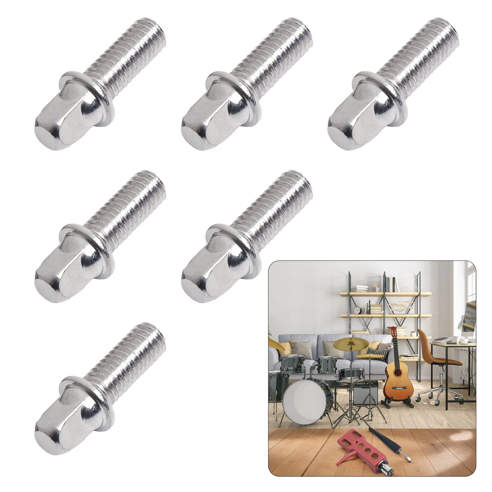 6 stücke Trommel Spannstange Schrauben 20/25/25mm Metall Gewinde Außen Quadratische Schrauben Für Snare Drum bolzen Zubehör – Detail 4