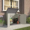 Horizontal 34 Cubic Feet Plastic Outdoor Storage Shed with Floor and 3 Door Locking System for Backyard, Garage, or Patio Use 4