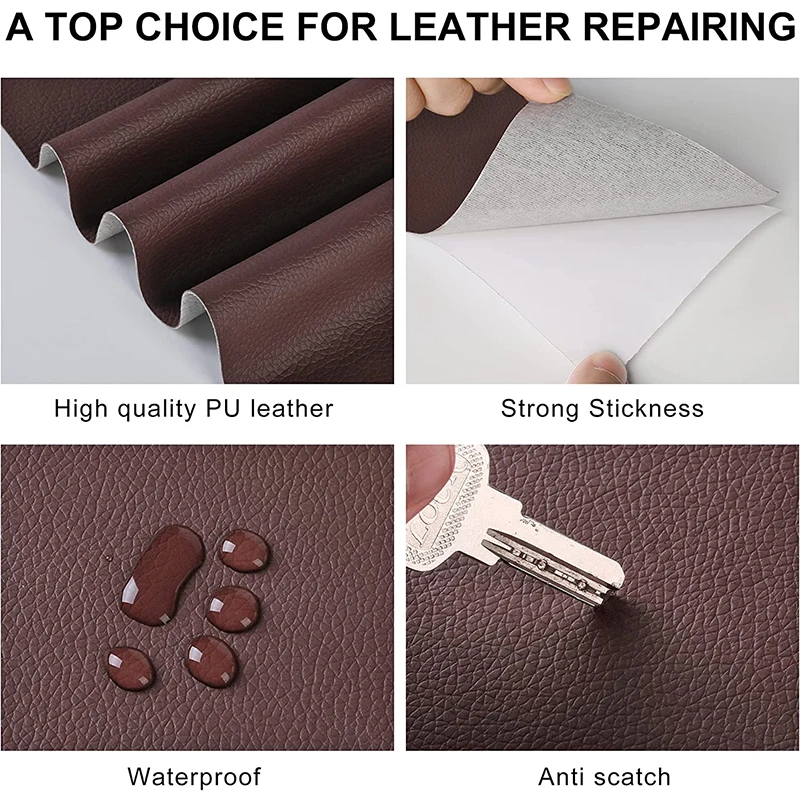Leather Repair Patch Grote Leren Reparatiepatch, Leren Reparatietape Zelfklevende Patches Kit Voor Banken Autostoelen Meubels Bank Jassen Schoenen Tassen(Brown,39.4X54.3inch