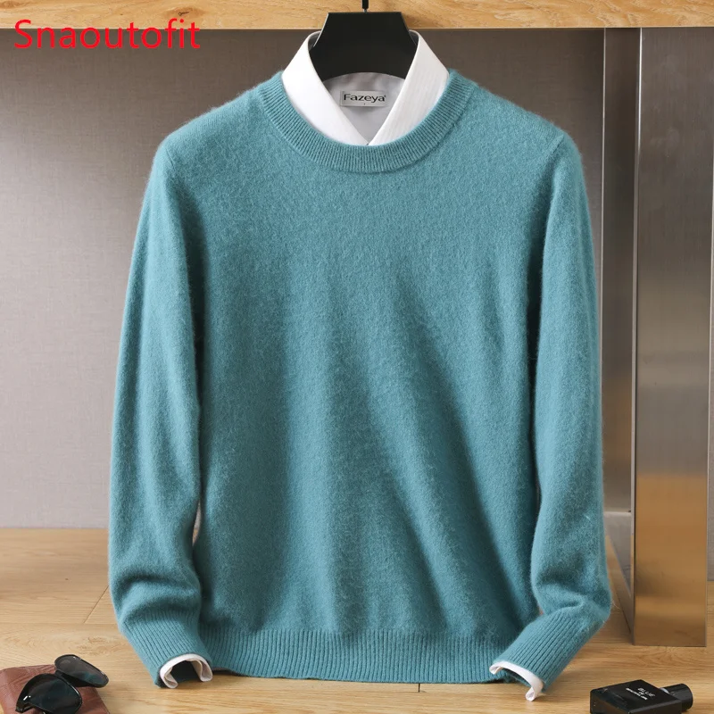 Maglione da uomo in puro cashmere visone 100% pullover con o-collo maglione lavorato a maglia autunno e inverno nuove maglioni di fascia alta a maniche lunghe top in visone 2