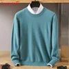 Men's 100% Pure Mink Cashmere Sweater O-Neck Pullovers Knit Sweater Autumn and Winter New Long Sleeve High-End Jumpers Mink Tops 2