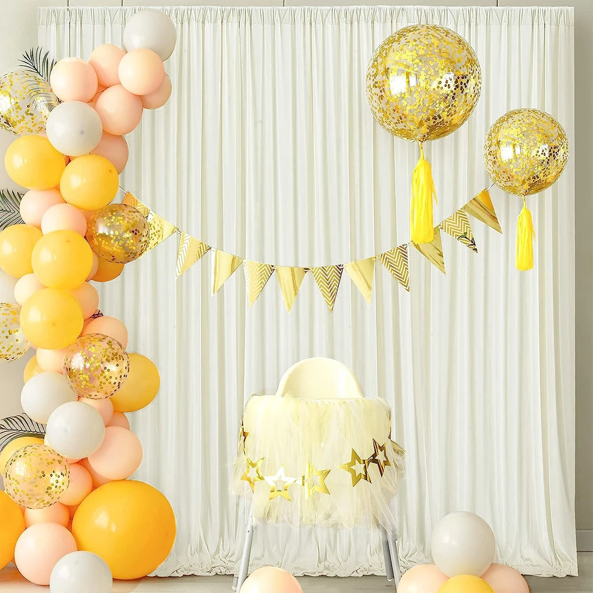 1.6x2m Ivory Chiffon Backdrop Wedding Tulle Yarn Background Crystal Sheer Fabric Rustic Country Wedding Birthday Party Decor