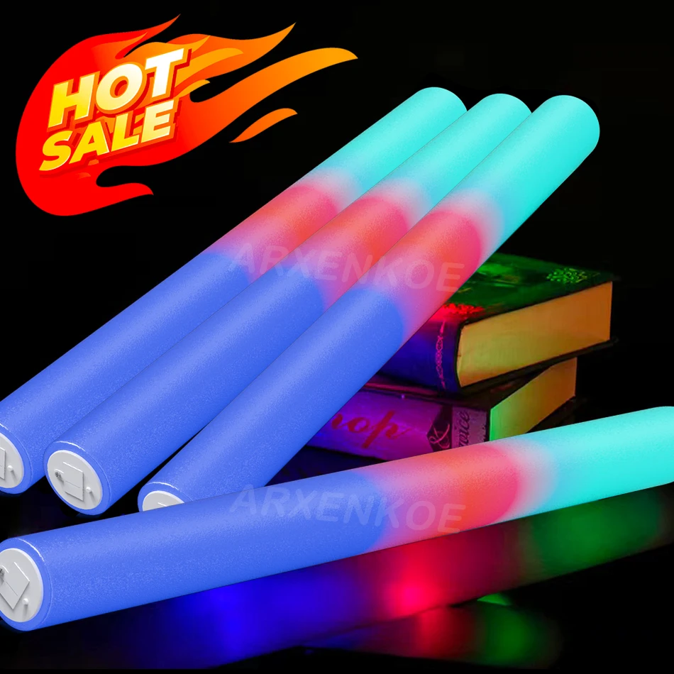 Produktbild von 102 Stück LED-Leuchtstäbe – Schaumstoff, Mehrfarbig, 3 Blinkmodi, Batteriebetrieben, Für Partys & Events