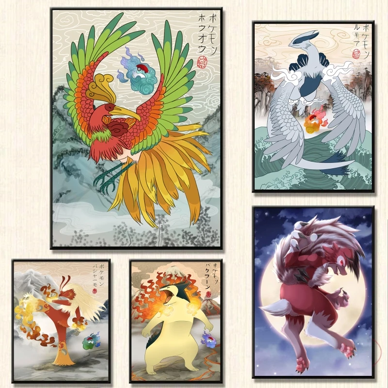 Anime Giapponesi Pokemon Ho-Oh Immagini Fumetti Immagini Regali Stampe Artistiche E Incisioni Dipinti Modulari Decorazione Soggiorno