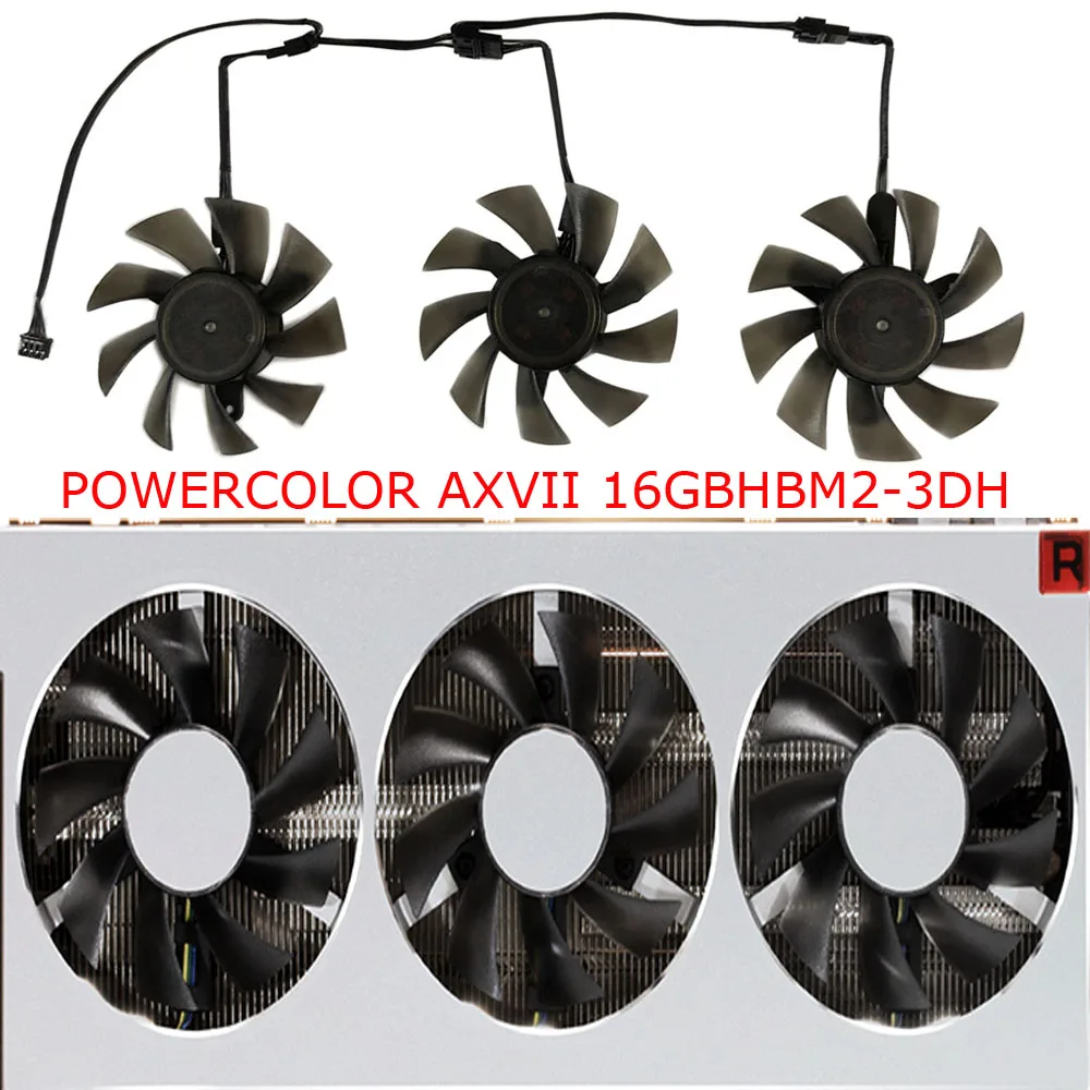 적용 대상 Powercolor Red Devil RX 480 8GB,적용 대상 Powercolor RX570 4GB,그래픽 카드 냉각, GA81S2U,비디오 카드 선풍기, GA81B2U, 세트당 3 개