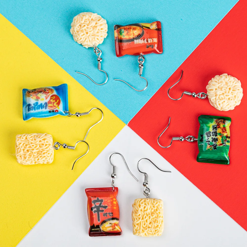 Creative Handmade I Want To Eat Noodles Food Drop Earrings For Female