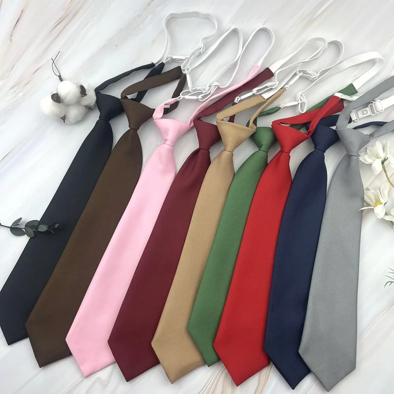 

Trendy JK Ties College Student Shirt Suit Neckwear Solid Brown Neckties For Men Women Lazy-tie Bachelor's Uniform Short Neck Tie