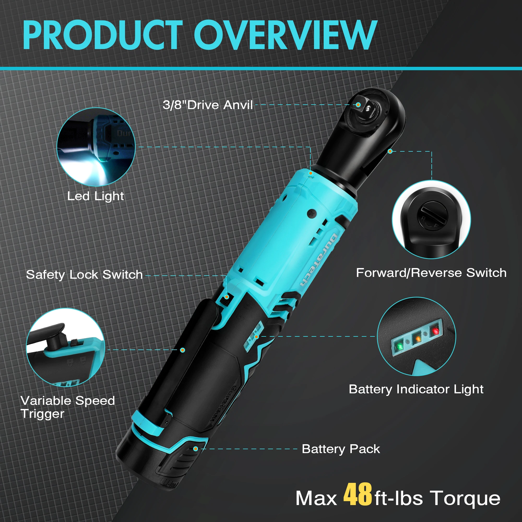 Cordless Electric Ratchet Wrench Set 12V Power Tool