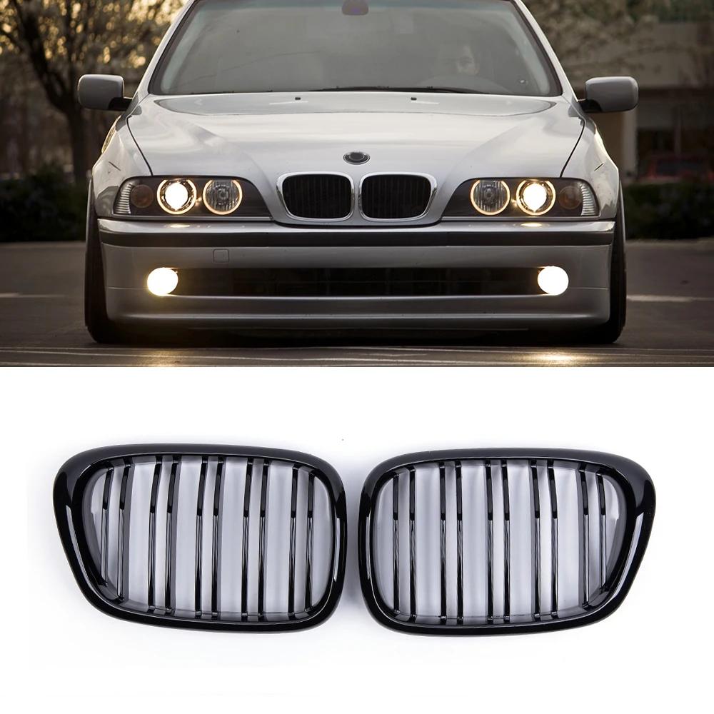 

A Pair Car Front Grill Kidney Grille Racing Grills For BMW E39 M5 5 Series 520 525 528 1999-2003 Auto Accessories