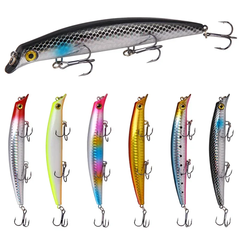 

12.5cm 14g Artificial Minnow Shrimp Lure Fishing Hard Fake Fish Baits Spinning Wobbler Vinyl Top Water Carp