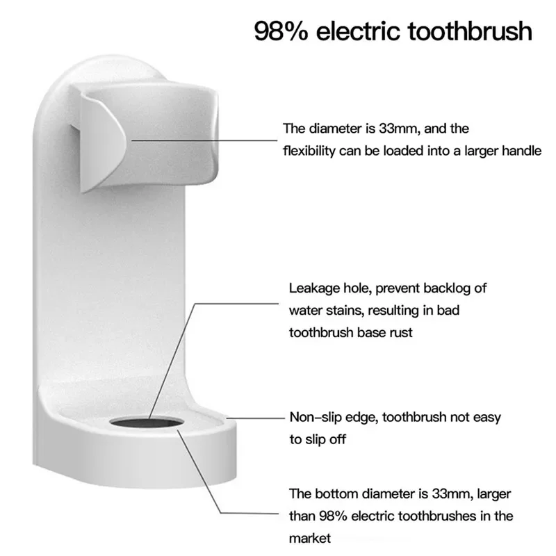 Toothbrush Stand Electric Wall-Mounted Holder Base Rack Organizer Traceless Space Saving Adults Toilet Bathroom Accessories Tool 4