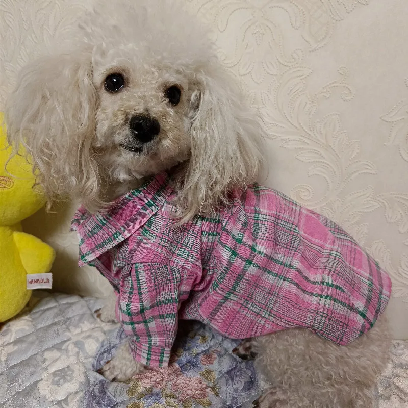 verão cachorro camisa xadrez casaco roupas de cachorro pequeno cão trajes vestuário yorkshire pomeranian poodle bichon schnauzer roupas para animais estimação
