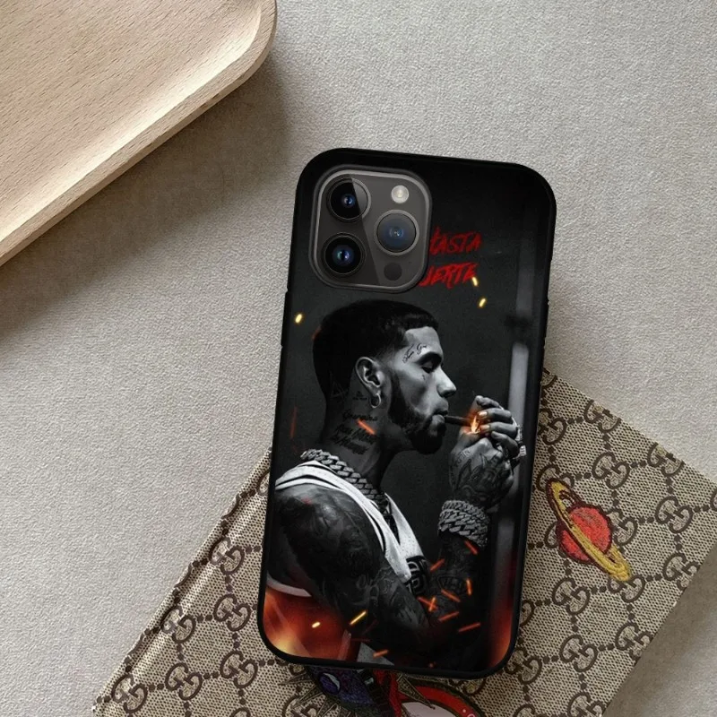 A-Anuel AA Rappers Phone Case For iPhone 15 14 13 12 11 X XR XS XSMAX 8 7 Plus Mini Pro Max Soft Black Phone Cover