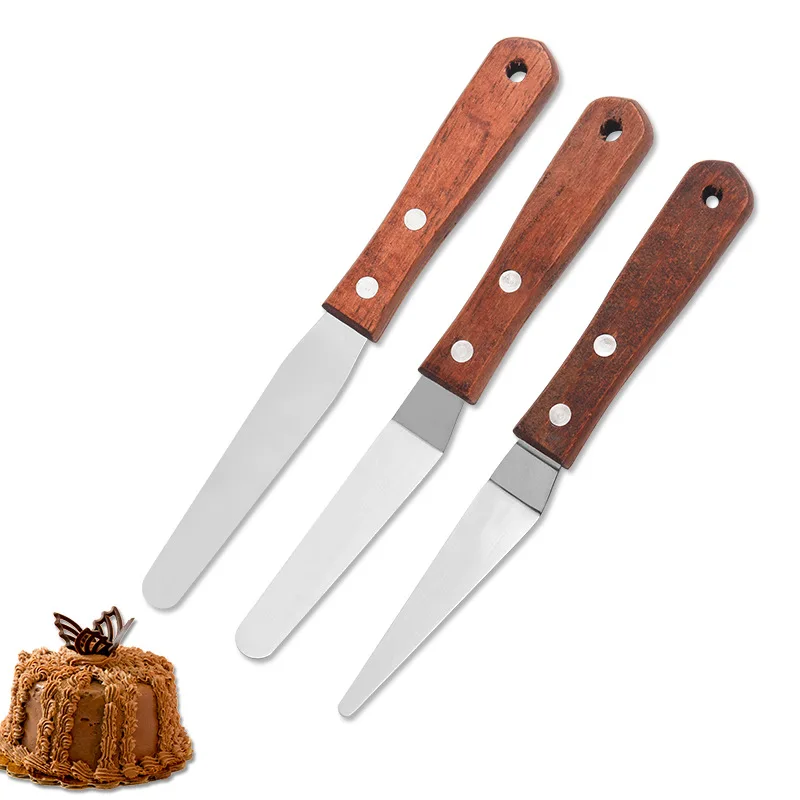 

3pcs/set 4 Inch Cake Spatula Cream Butter with Wood Handle Cream Frosting Knife Spatula Cake Smoother Icing Pastry Tools