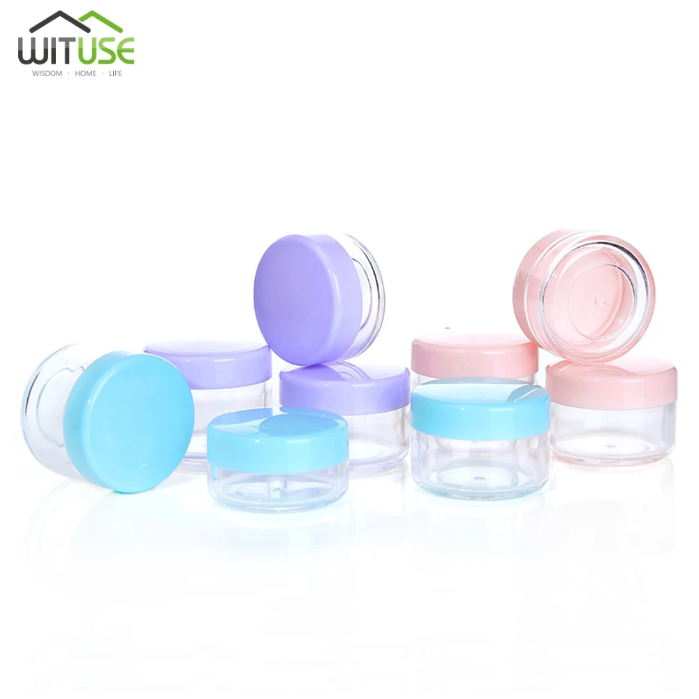 10PCS Cosmetics Jar Box Makeup Cream Refillable Bottle Storage Pot Container Round Bottle Portable Plastic Transparent Case
