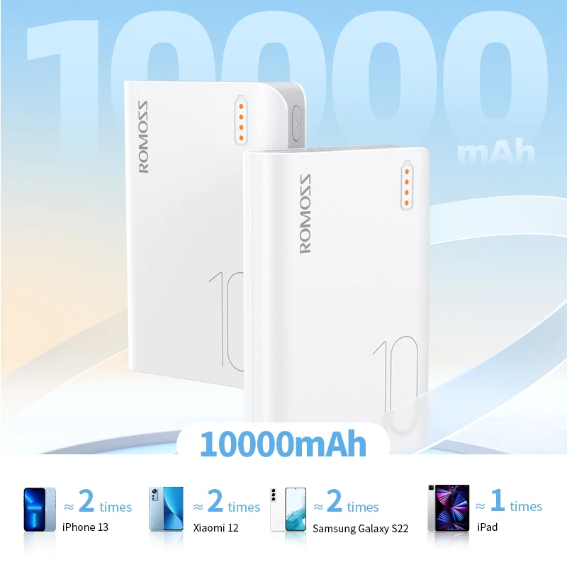 ROMOSS Sense4mini Power Bank 10000mAh Powerbank Portable External Battery Charger Mobile Phone For iPhone 13 For Xiaomi Huawei 2