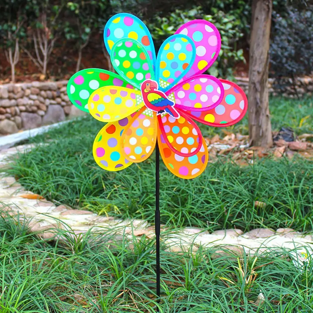 

Sunflower Wind Spinner Plastic Flower Wind Spinner Mixed Colors Universal Dot Printed Sunflower Windmill for Decoration