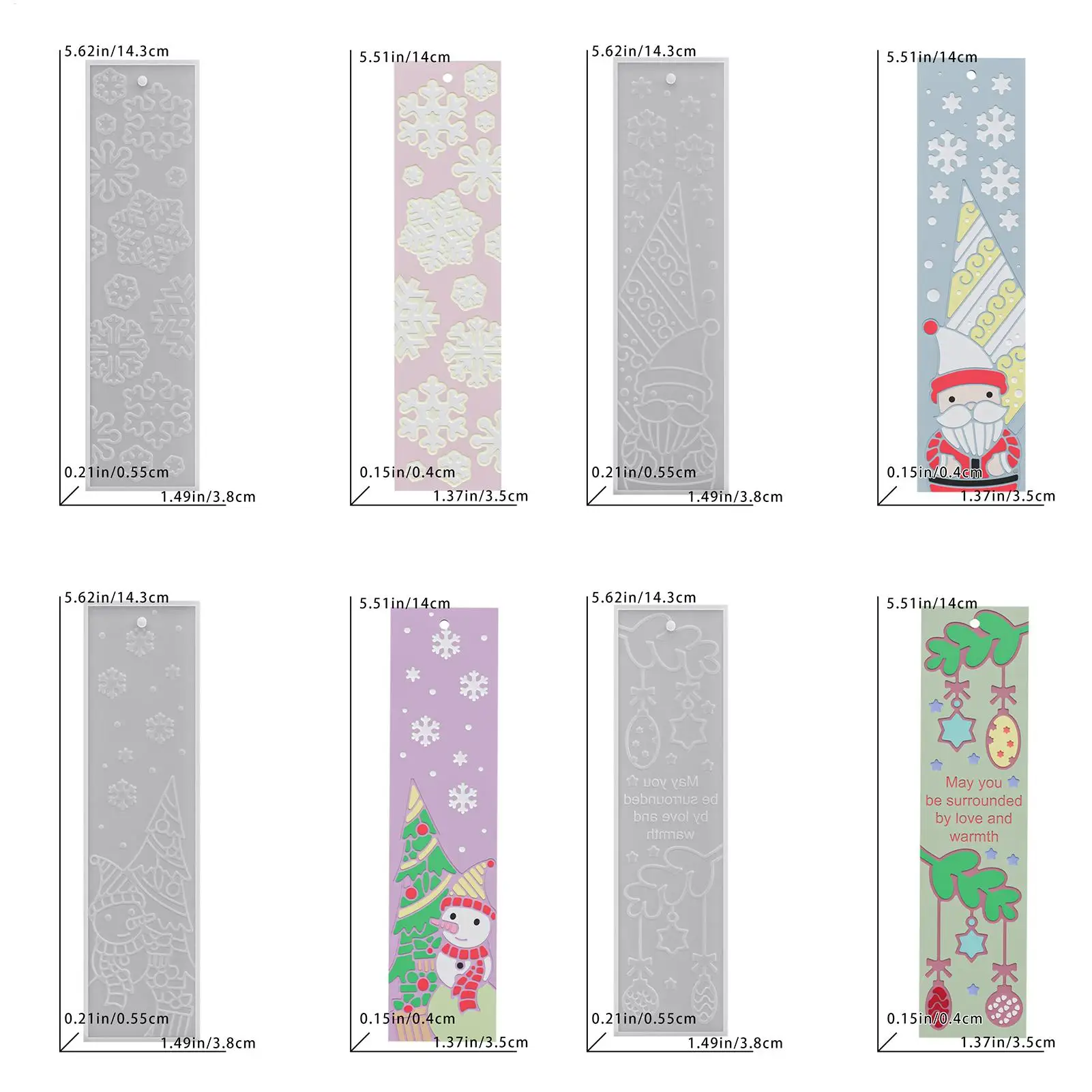 Book Mark Resin Molds 4 Pieces Christmas Snowman Epoxy Casting Molds Non-Stick Home Decor For Shelf Door Window Classroom Office