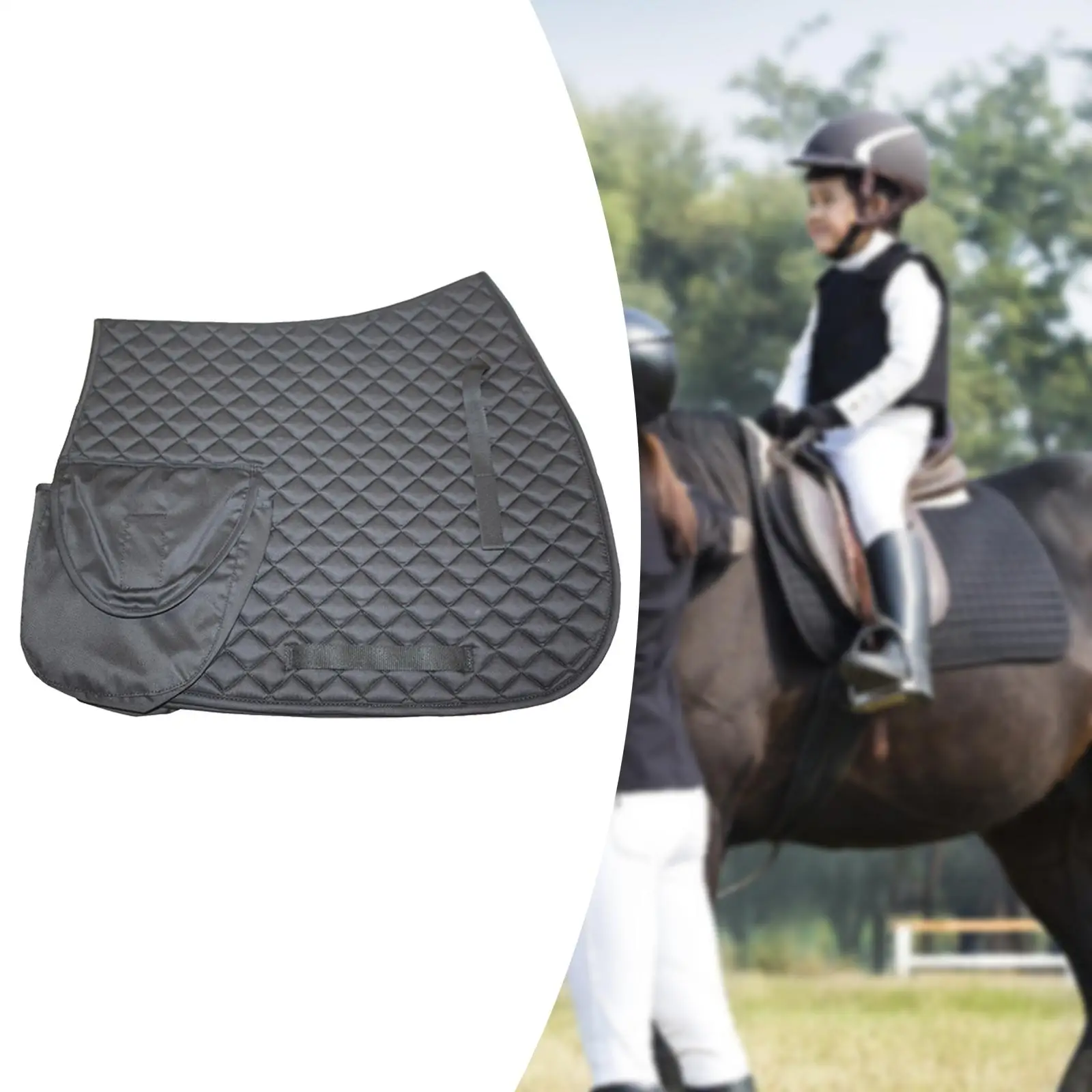 Saddle Pad Cushion Practical Sweat Absorbent with Pocket Portable Equestrian