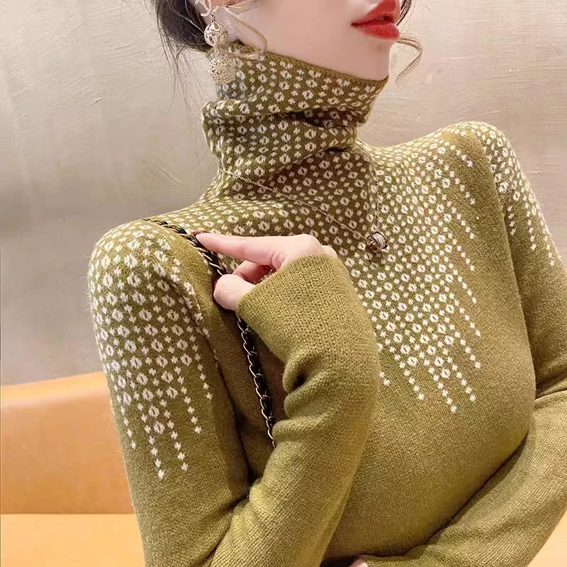 

High Collar Sweater for Women's Autumn and Winter New Popular Fashion and Fashionable Women's Inner Style