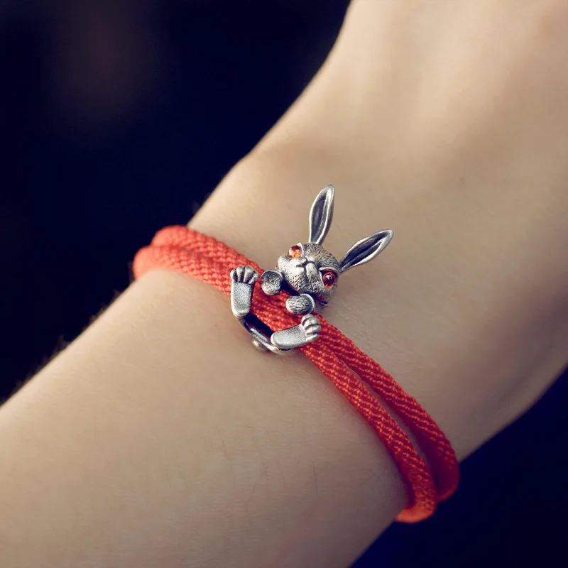 Vintage Fashion Personality Rabbit Red Rope Bracelet Unisex
