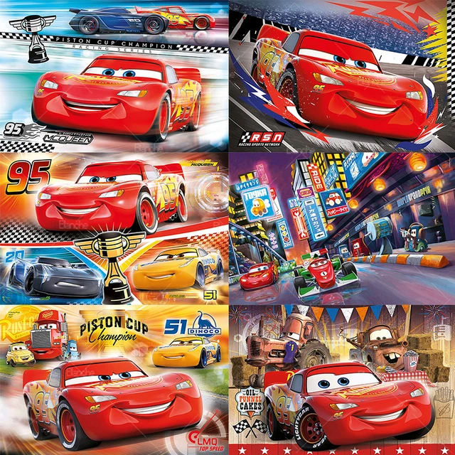 Disney carros stills relâmpago mcqueen racing 300 500 1000 peças  quebra-cabeça de papel jigsaw para