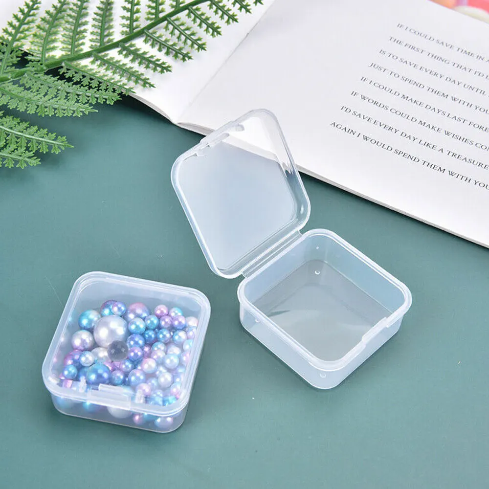  Sky-Town Mini caja pequeña de plástico transparente, caja de  almacenamiento de plástico para joyas, joyero de plástico transparente,  organizador pequeño, contenedor de almacenamiento, caja de almacenamiento  de cuentas (10) : Arte