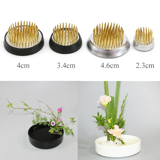 Round Ikebana Kenzan Flower Frog With Rubber Gasket Art Fixed Arranging  Tools K1MF