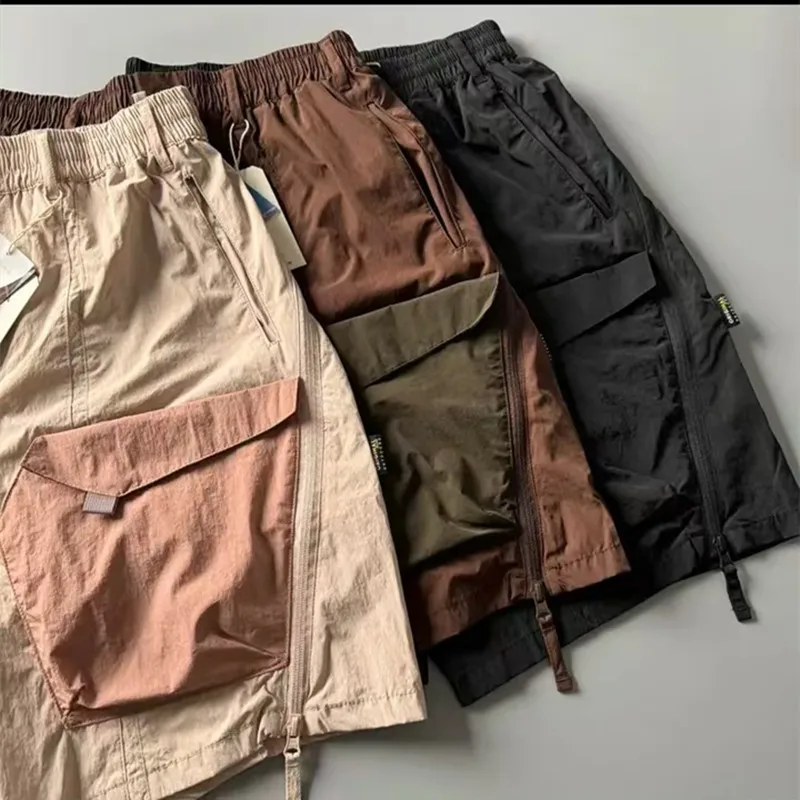 Summer Thin Contrasting Large Pockets Loose Work Half Longs Casual Shorts Beach Pants Outdoor Travel Camp Roller Skating Sports