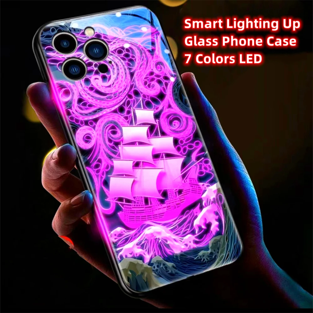 Psychedelische Sternenhimmel Leuchtende Handyhülle LED-Licht Glas Stoßfeste Abdeckung für Samsung S26 S25 S24 S23 S22 S21 FE Plus Ultra – Detail 30