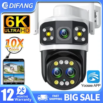 DIFANG Outdoor WIFI Camera 6K 8MP Three Lens 10X Zoom Human Detection 4K 6MP Dual Screens WiFi Surveillance CCTV Security Yoosee 1