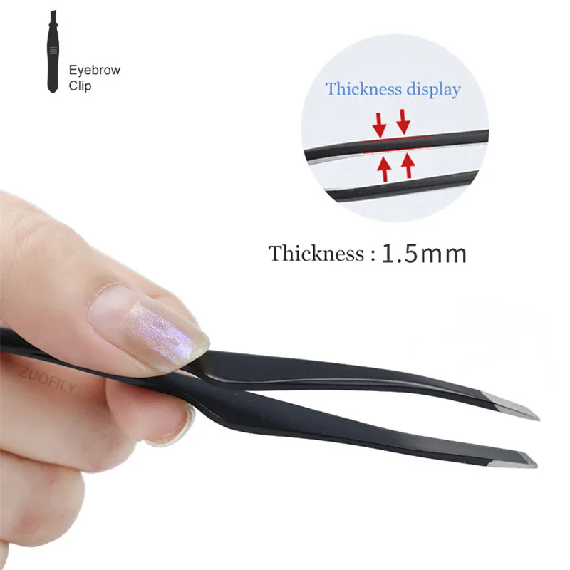 Eyebrow Tweezers Eyelash Tweezers Stainless Steel Double Eyelid Sticker Tweezers Makeup Tools Slant Tip Hair Removal Beauty Tools