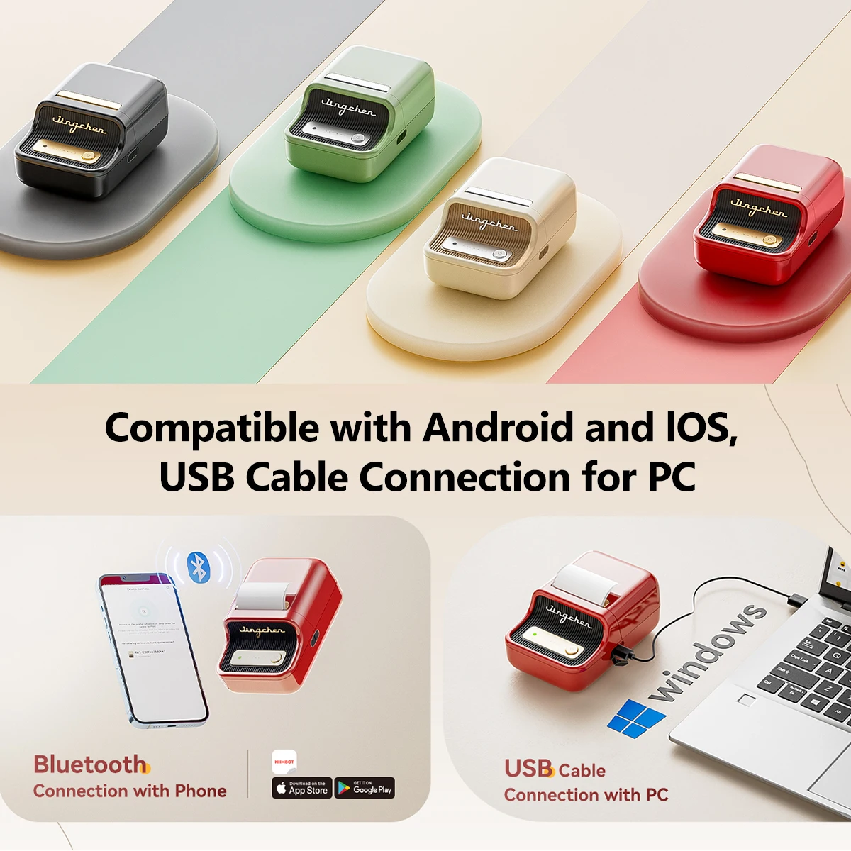 NIIMBOT B21 Portable Thermal Printer Wireless Sticker Maker 1500mAh With Self-adhesive Labels For Barcode Clothing Jewelry