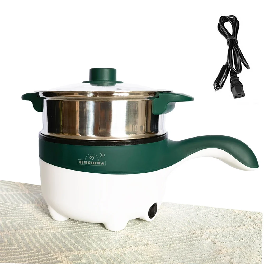 Frigideira de Cozinha Elétrica Multifuncional com Flâmula para Sopa Mini Carro Caminhão Antiaderente Frite Ensopado Cozinheiro Panela Quente 2l 12 v 24v 180w