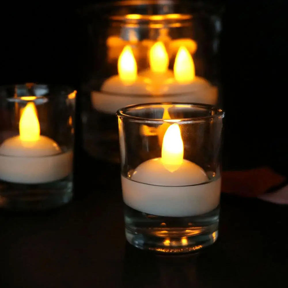 Waterproof Flameless Floating Tealight Warm White Battery Flickering Floating On Water LED Tea