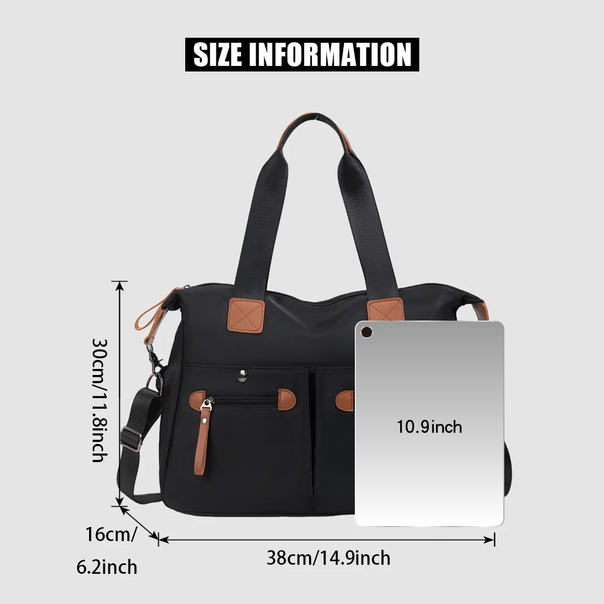 Borsa per laptop da donna, valigetta di grande capacità, borsa a tracolla, borsa con scomparto interno da 15,6 pollici per studenti - immagine 5
