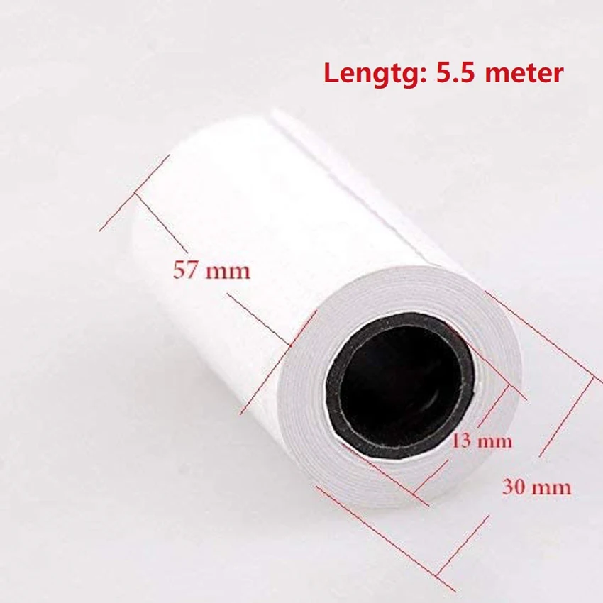 5 Rolls 5.5 Meter Length Thermal Paper Roll 57x30mm Printing Paper Thermal Receipt Roll for Handheld POS Machine