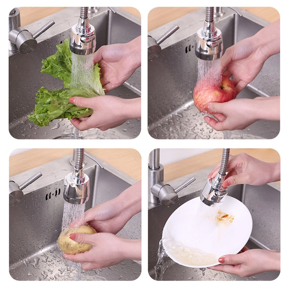 Flexible 360 Degree Shower Saving High Pressure Nozzle Stainless Steel Faucet Connector Kitchen Adjustable Anti Splash Tap Head 6