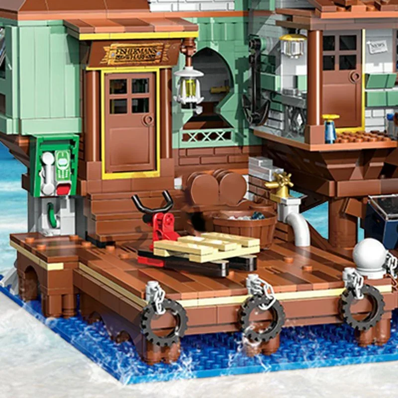 Water Chalet Building Blocks Model Diy Assemble Houseboat Seaside Street View Cityview Bricks Set Toys Home Decor Best Gift