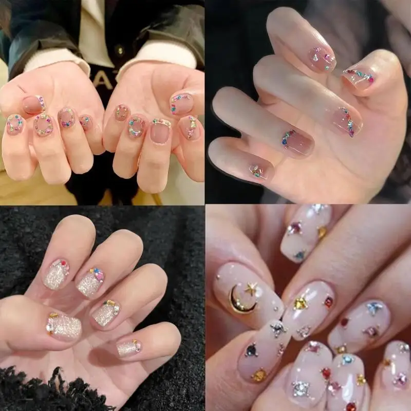 600/100 Stück Mini Nagel Strasssteine Bunte Nail Art Charms 3D Stern Nagel Diamanten Kristall Flatback Nagel Edelsteine Maniküre Zubehör – Detail 6