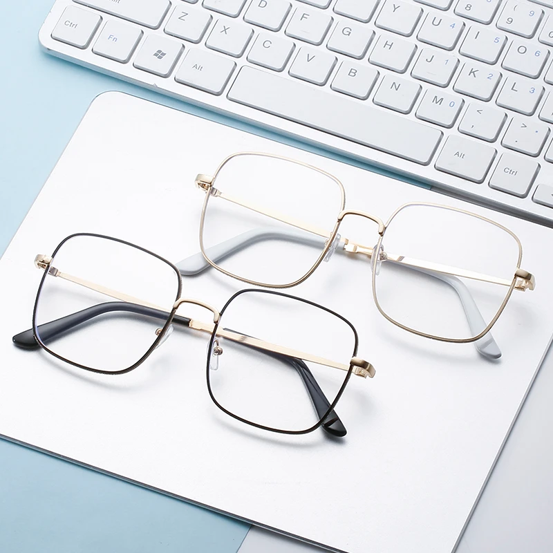 Diopter 0 -0.5 -1.0 To -6.0 Big Frame Square Minus Glasses With Prescription Women Men Metal Full Frame Nearsighted Eyeglasses 6
